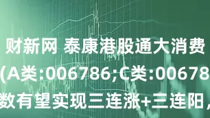 财新网 泰康港股通大消费指数(A类:006786;C类:006787)跟踪指数有望实现三连涨+三连阳，反内卷政策释放需求潜力，港股大消费板块修复逻辑持续强化
